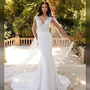 Pronovias MILADY Crepe and Lace wedding gown